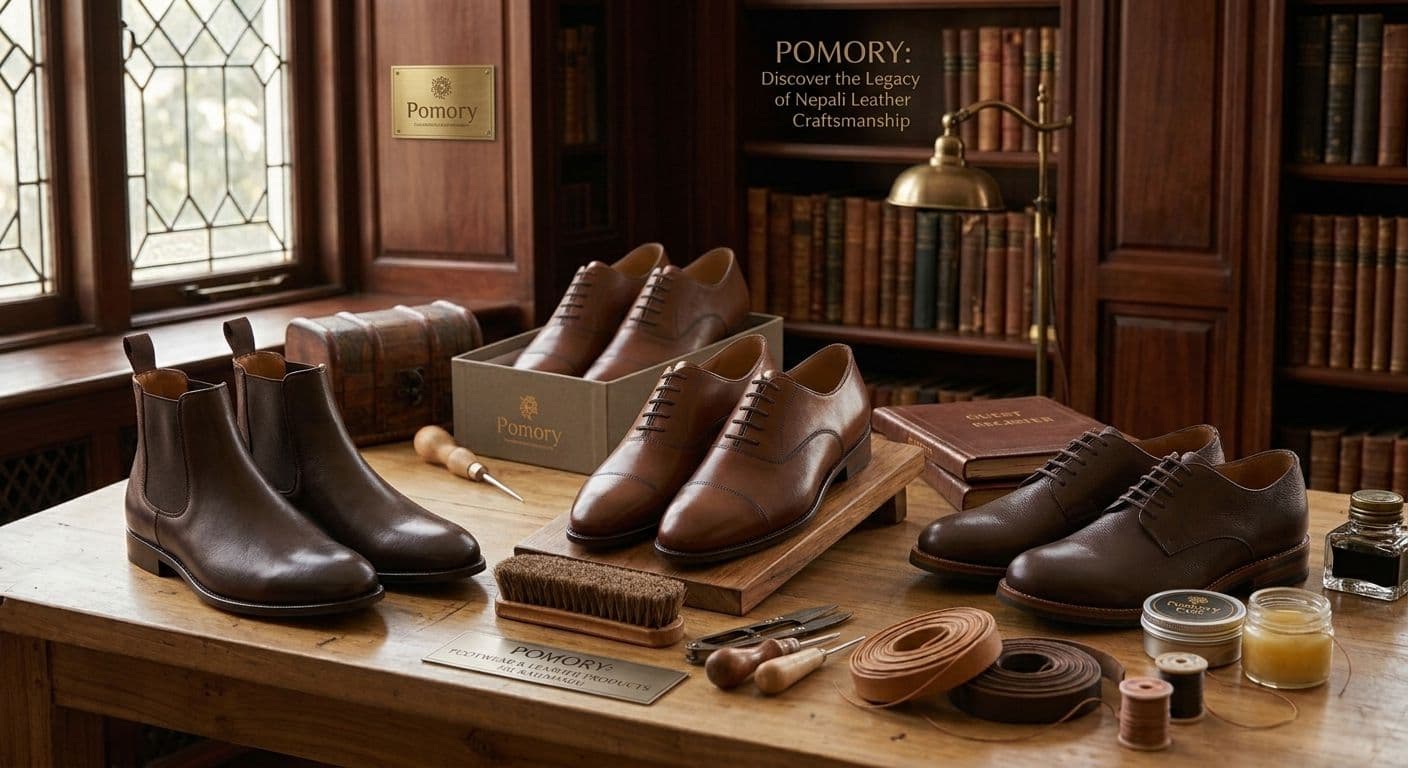 Brown leather shoes showcasing classic Nepali leather footwear styles