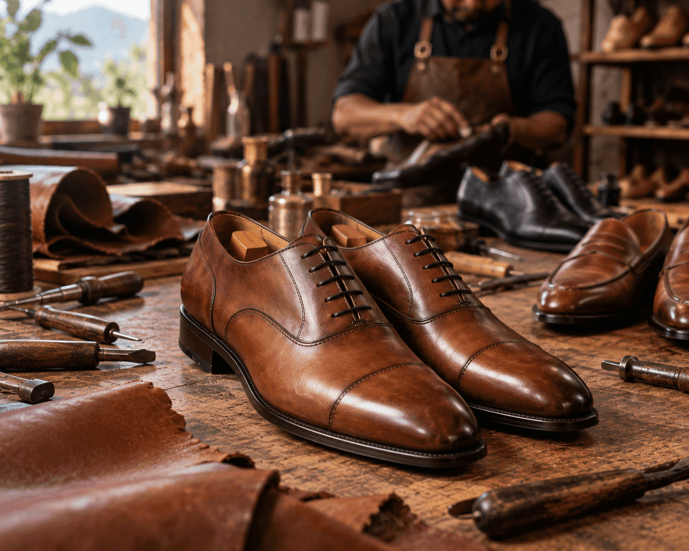 Handcrafted Nepali leather shoes with premium natural leather